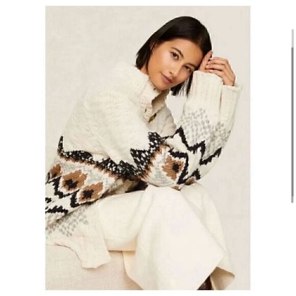 Vanessa Bruno Cardigan Womens Small Fair Isle Cottagecore Eclectic Grandpa Cozy - Picture 2 of 14